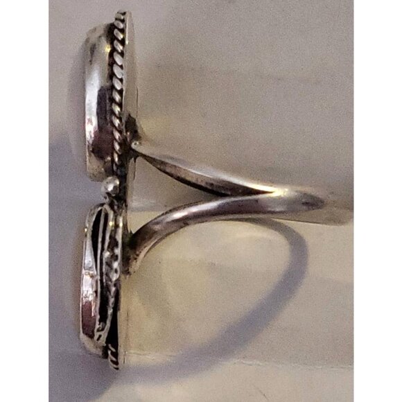 Navajo double stone ring Mother of Pearl Sterling sz 5.75 (1122) - Picture 3 of 6